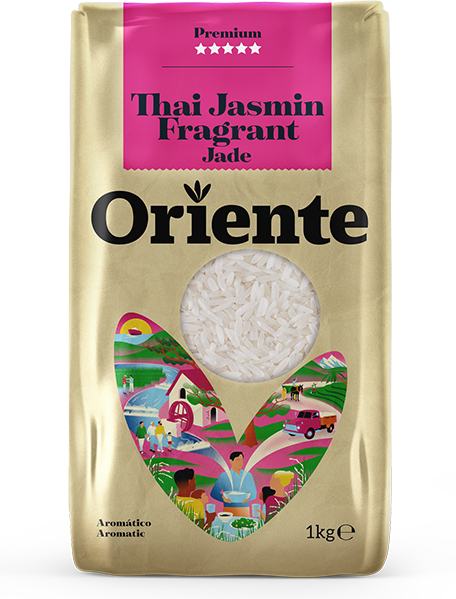 Thai Jasmine Fragrant Taj - Com um aroma floral inconfundível e uma textura suave e aveludada. Arroz ORIENTE