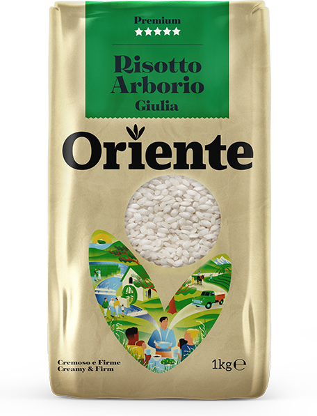 Risotto Arborio Giulia - De textura cremosa e firma realça os sabores de cada prato. Arroz ORIENTE
