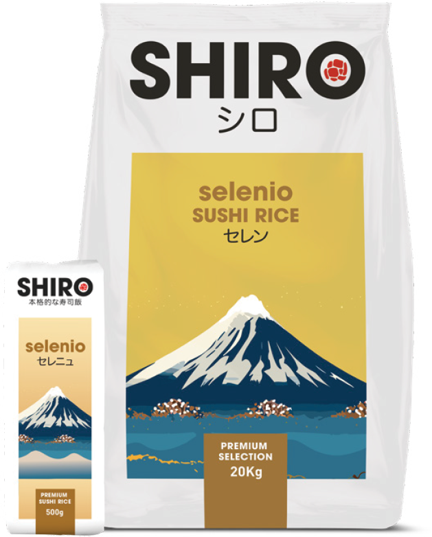 Selenio - Round and short grain white rice with smooth taste and crystallinecolor. SHIRO rice